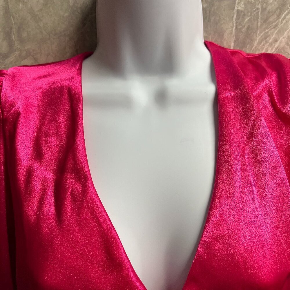 Donna Ricco Dress Pink Satin Long Sleeve Formal Dress Size 2 - Picture 3 of 11